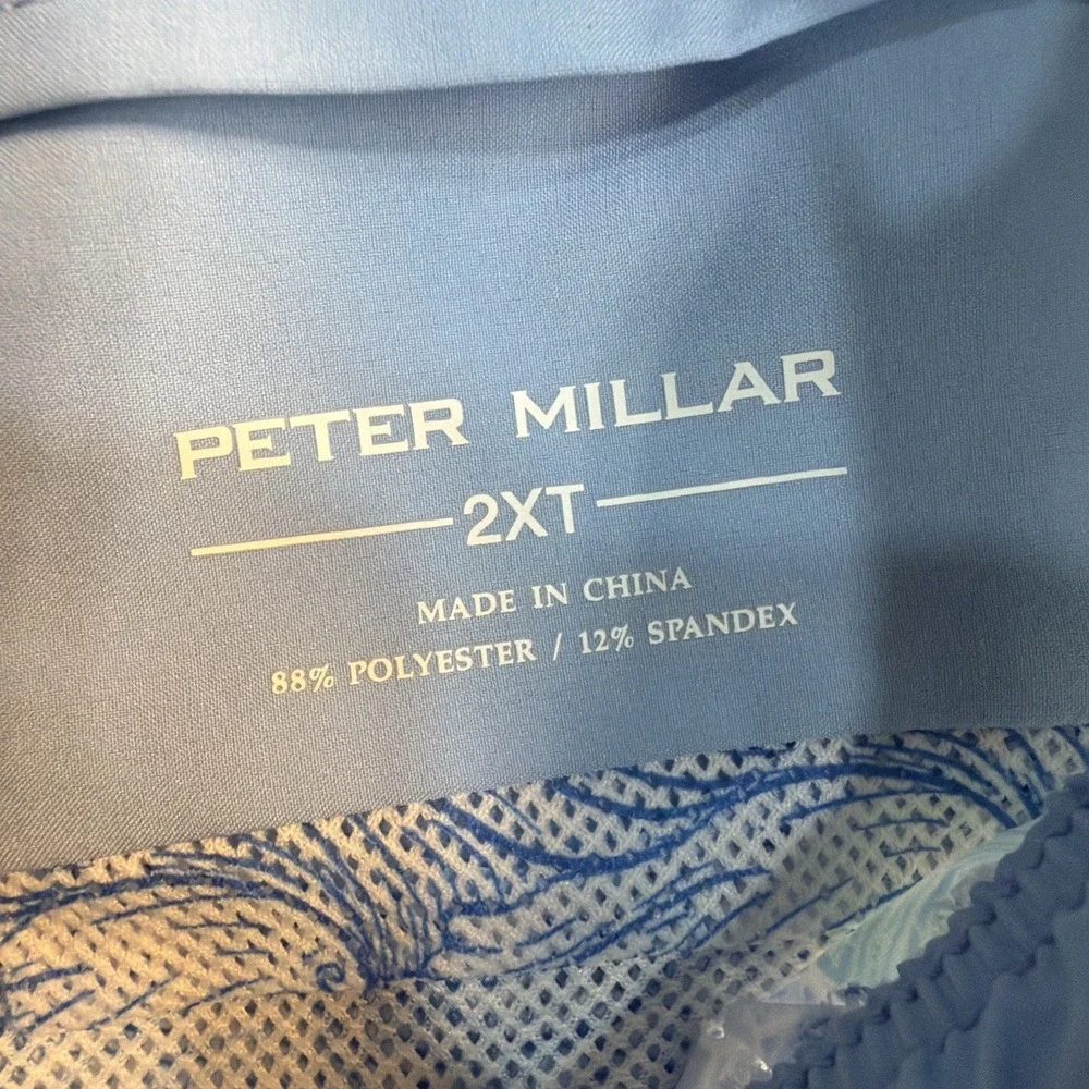 Peter Millar Men's 2XLT  Seaside Swim Trunks Monstera Magic Blue